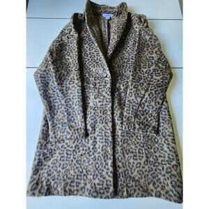 Old Navy Cheetah Print Wool Coatigan Womens Medium